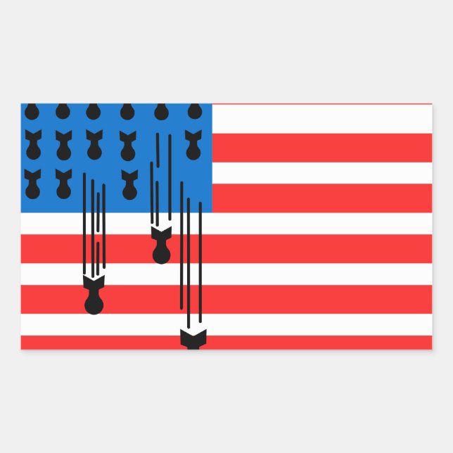 USA Flag with Falling Bombs Sticker (Front)