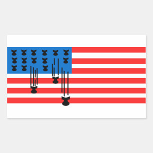 USA Flag with Falling Bombs Sticker