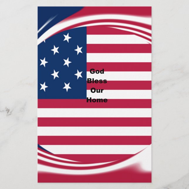 USA flag with God Bless our Home text art design  (Front)