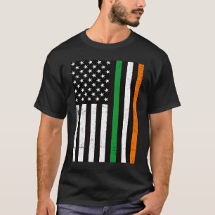 USA Flag With Irish Flag  St Patricks Day T-Shirt