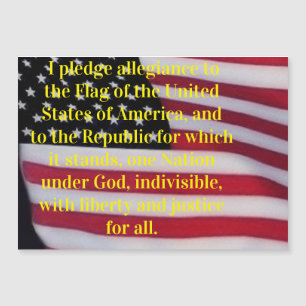 USA flag with pledge magnet
