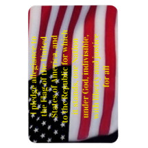 USA flag with pledge magnet