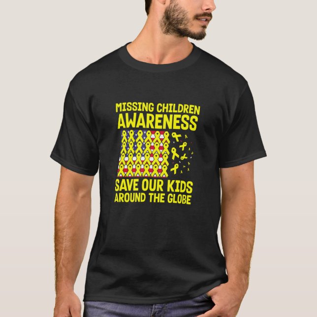 USA flag with yellow ribbons for missing children  T-Shirt (Front)