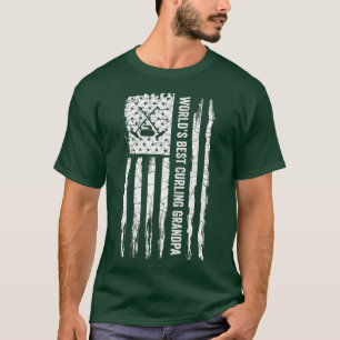 USA Flag Worlds Best Curling Grandpa Curler Gift T-Shirt