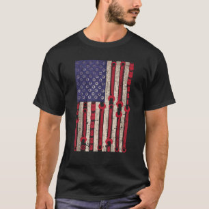 USA Flag Wrench Tools 4th of July Patriotic Mechan T-Shirt
