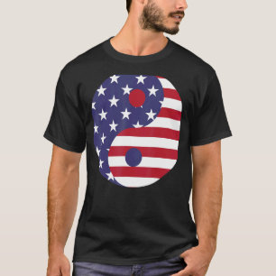 USA Flag Ying and Yang T-Shirt