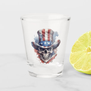 USA Flagged Skull Shot Glass