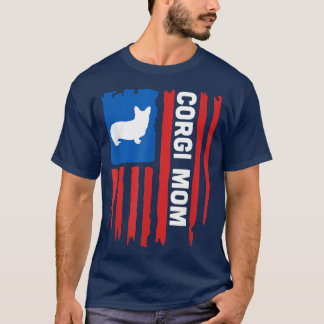 USA flagPatriotic Corgi Mom  T-Shirt
