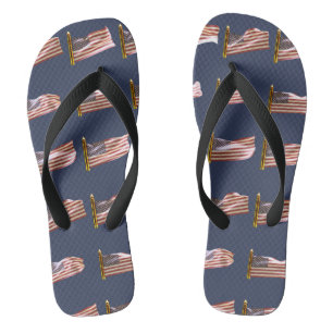 USA Flags Flying Flip Flops