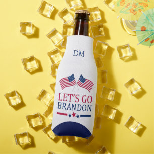 USA Flags Let's Go Brandon Monogram Bottle Cooler