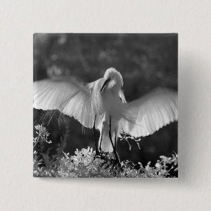 USA, Florida, Great Egret (Ardea alba) infrared 2 Inch Square Button