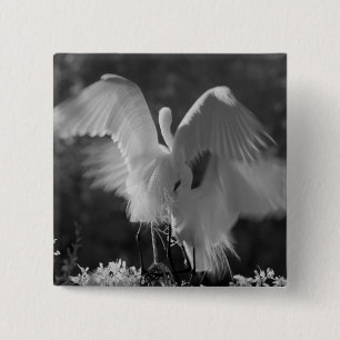 USA, Florida, Great Egret (Ardea alba) infrared 3 2 Inch Square Button