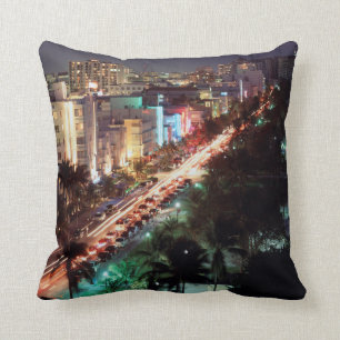 USA, Florida, Miami Beach, Ocean Drive, Art Deco 2 Throw Pillow