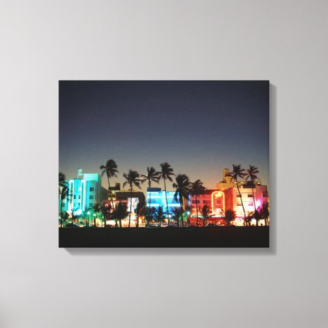 USA, Florida, Miami Beach, Ocean Drive, Art Deco Canvas Print (Front)