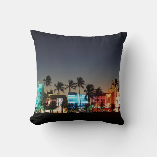 USA, Florida, Miami Beach, Ocean Drive, Art Deco Throw Pillow (Front)