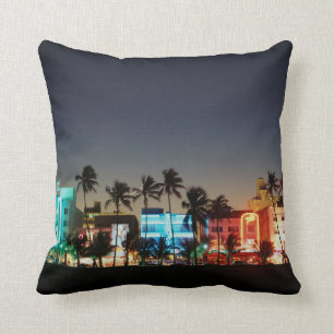 USA, Florida, Miami Beach, Ocean Drive, Art Deco Throw Pillow