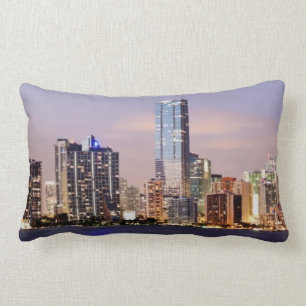 USA, Florida, Miami skyline at dusk 2 Lumbar Pillow