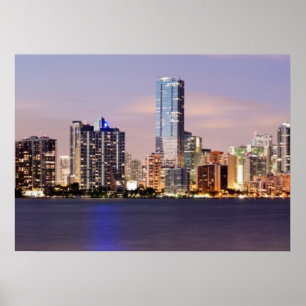 USA, Florida, Miami skyline at dusk 2 Poster