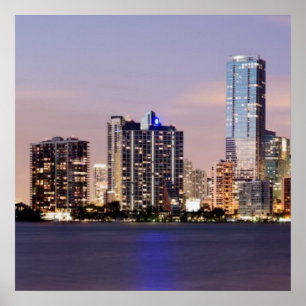 USA, Florida, Miami skyline at dusk 2 Poster