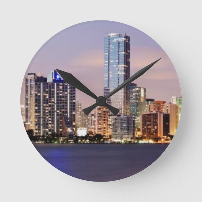 USA, Florida, Miami skyline at dusk 2 Round Clock (Front)