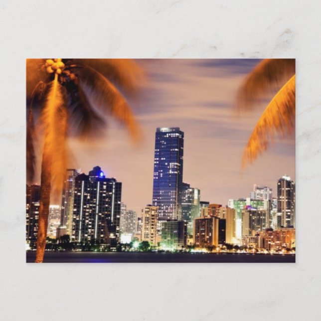 USA, Florida, Miami skyline at dusk Postcard (Front)