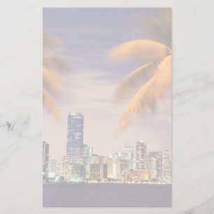 USA, Florida, Miami skyline at dusk Stationery