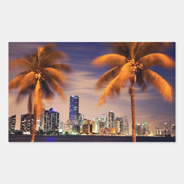 USA, Florida, Miami skyline at dusk Sticker (Front)