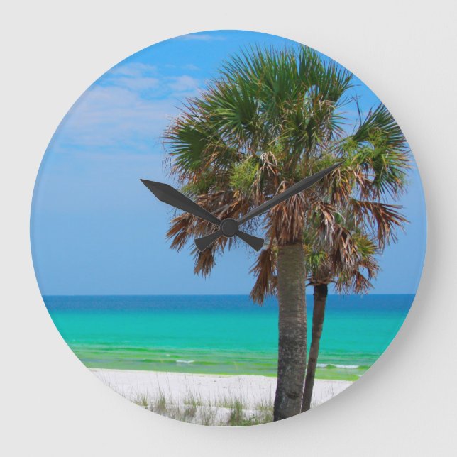 USA, Florida. Palm Trees On Emerald Coast Large Clock (Front)
