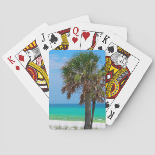 USA, Florida. Palm Trees On Emerald Coast Playing Cards