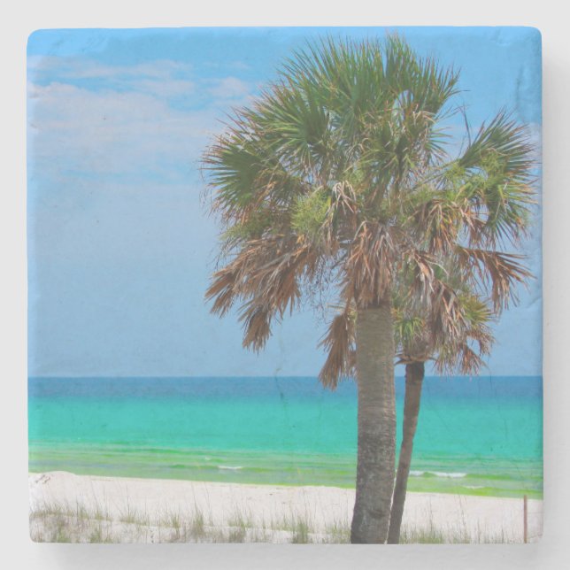 USA, Florida. Palm Trees On Emerald Coast Stone Coaster (Front)