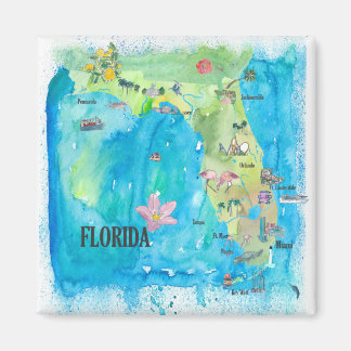 USA Florida State Vintage map with highlights Magnet