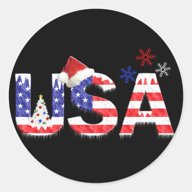 USA for Christmas Classic Round Sticker (Front)