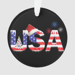 USA for Christmas Ornament
