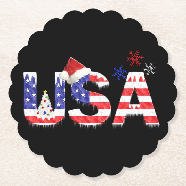 USA for Christmas Paper Coaster (Front)