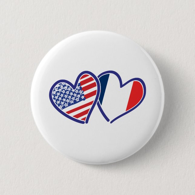 USA---France-Love 2 Inch Round Button (Front)