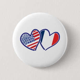 USA---France-Love 2 Inch Round Button