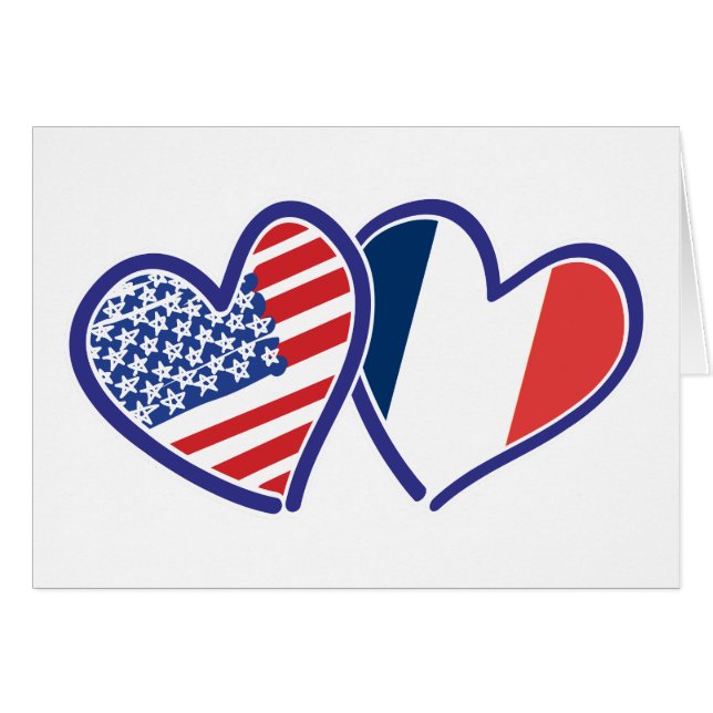 USA France Love Hearts (Front Horizontal)