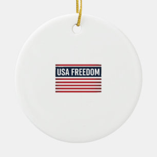 USA Freedom Patriotic Flag Style Vector Design_1 Ceramic Ornament