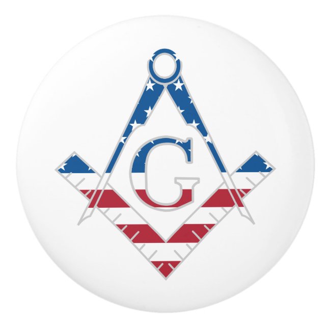 USA Freemasonic symbol Ceramic Knob (Front)