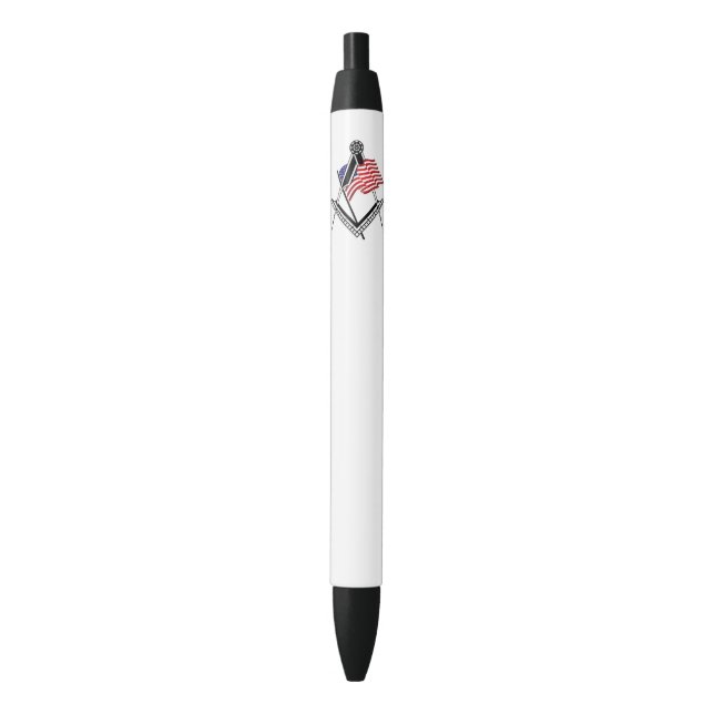 USA freemasonry symbol Black Ink Pen (Front Vertical)