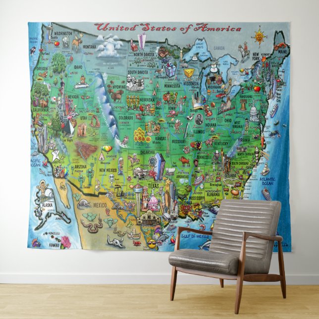 USA Fun Map Tapestry (In Situ (Horizontal))