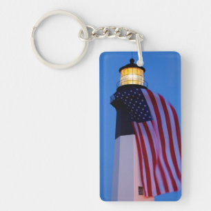USA, Georgia, Tybee Island, Flag Flying 2 Keychain