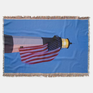 USA, Georgia, Tybee Island, Flag Flying 2 Throw Blanket