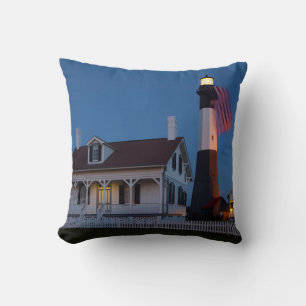 USA, Georgia, Tybee Island, Flag Flying Throw Pillow