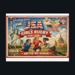 USA Girls Rugby Team Fan Club Postcard<br><div class="desc">This Vintage Large Letter Style USA Girls Rugby Fan Club Postcard is as shown in the listing photo and available for quick shipping. They are USPS-approved and ready to mail, or to add to your collection. Made by Diana and Phil's Postcard craft shop here in Rural Idaho. This beautiful postcard...</div>