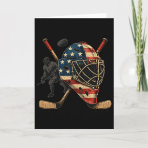 Usa Goalie Helmet Ice Hockey Shirt 4th Of July Spo Card