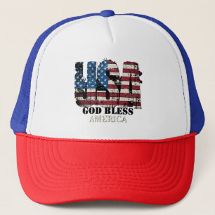 USA God Bless America Trucker Hat