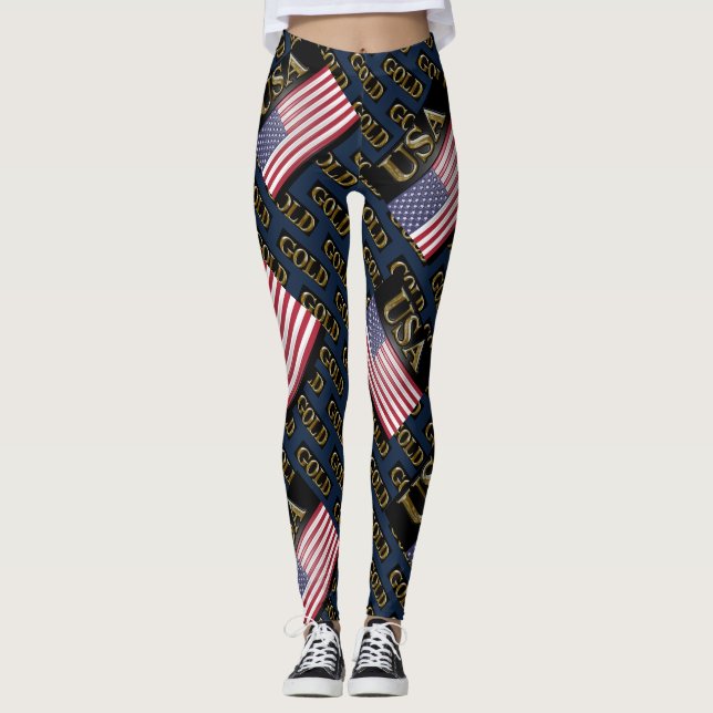 USA  GOLD    LEGGINGS (Front)