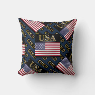 USA GOLD THROW PILLOW