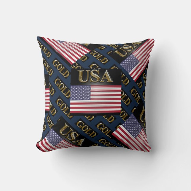 USA  GOLD       THROW PILLOW (Front)